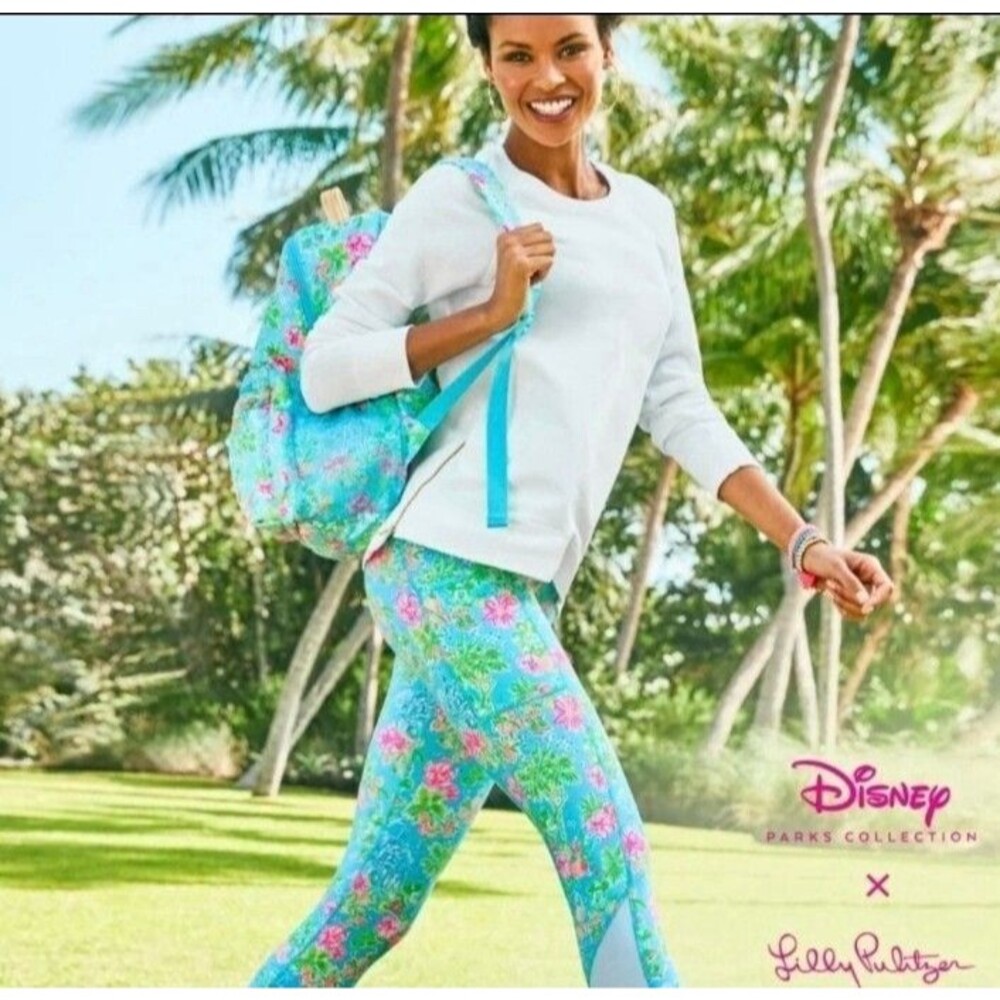 NWT Lilly Pulitzer x Disney Sz XXL Weekender Leggings Blue Ibiza Luxletic Crop - Picture 2 of 10
